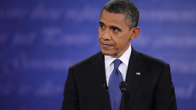 Democratic presidential candidate, U.S. President Barack Obama speaks during the...