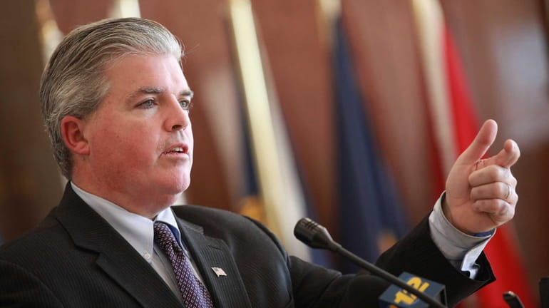 Suffolk County Executive Steve Bellone speaks at a press conference...