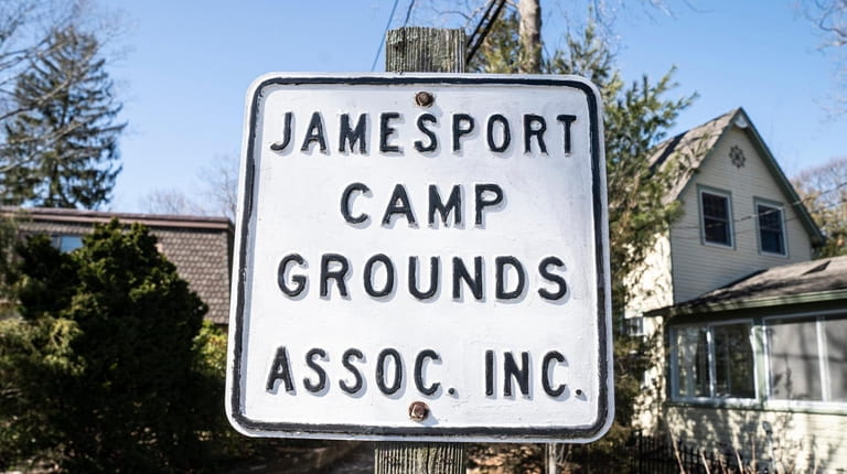 A sign on Jamesport's Campground Circle, the site of the former Jamesport...