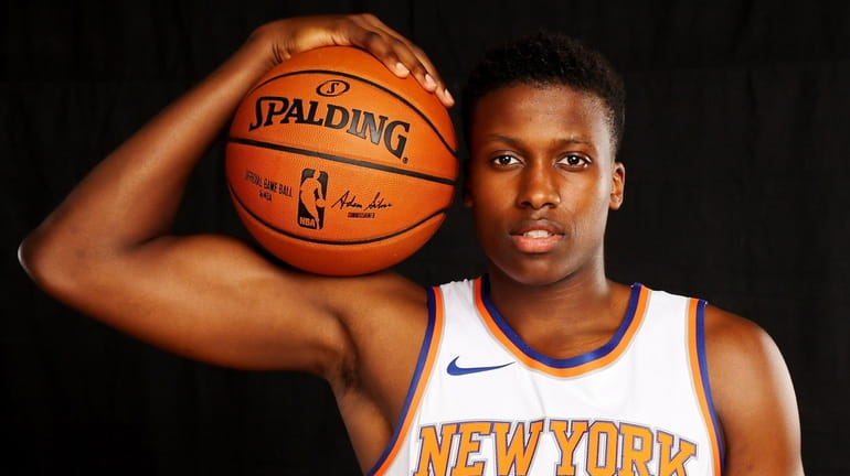 Knicks guard Frank Ntilikina poses for a portrait during the...