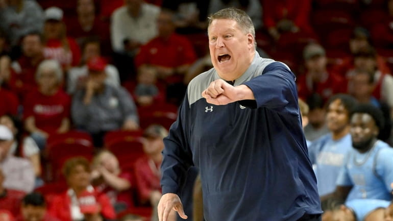 Old Dominion coach Jeff Jones reacts after a call during...