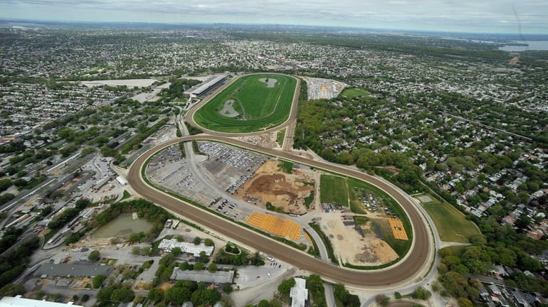 An aerial view of Belmont Racetrack in Elmont. In the...