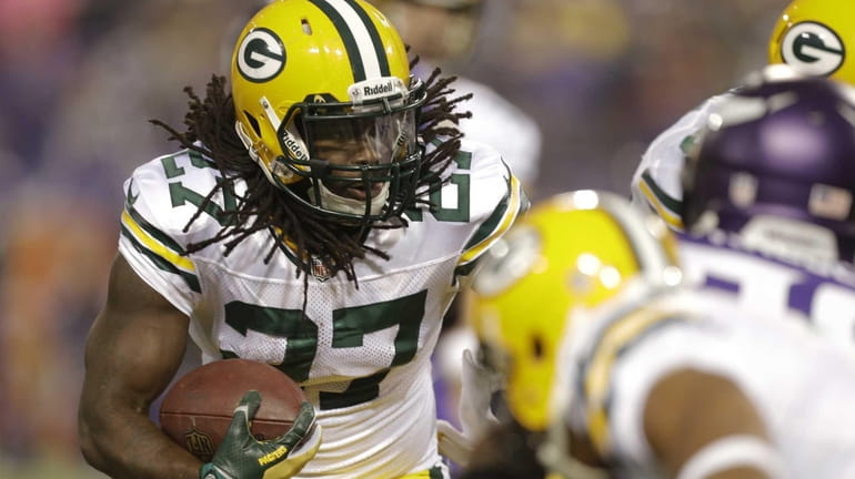 Green Bay Packers running back Eddie Lacy rushes in the...