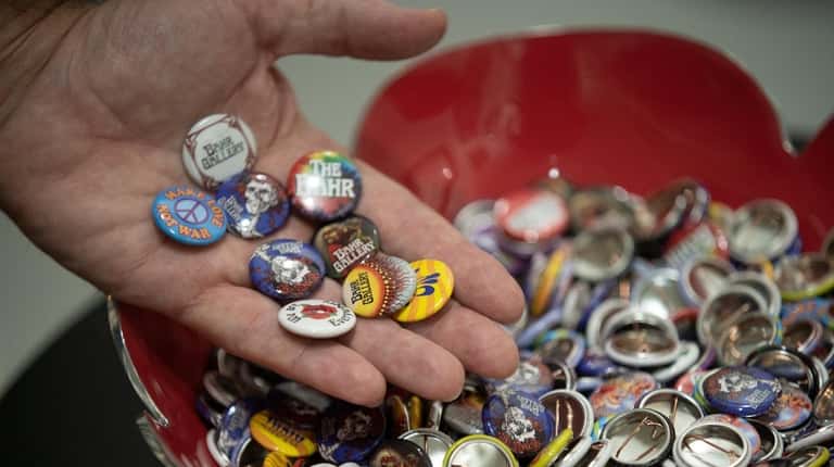 Buttons on display at the Bahr Gallery, an art and...