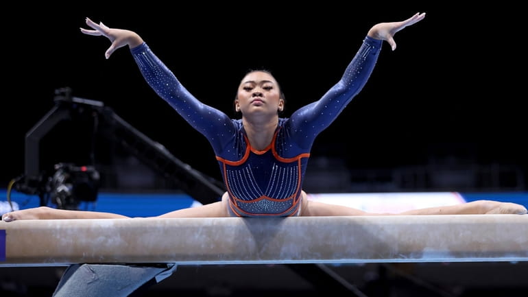 Suni Lee competes on the balance beam at the U.S....