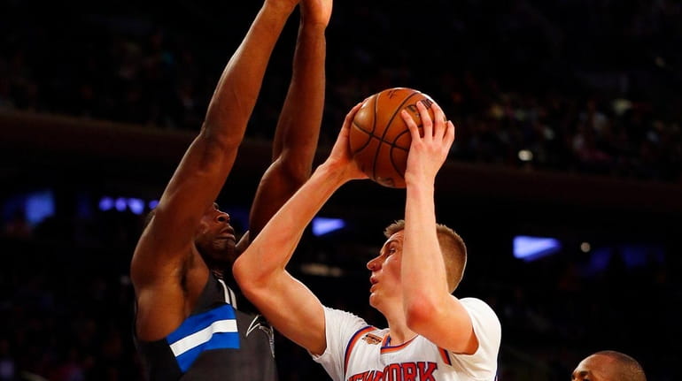 Kristaps Porzingis #6 of the New York Knicks goes to...