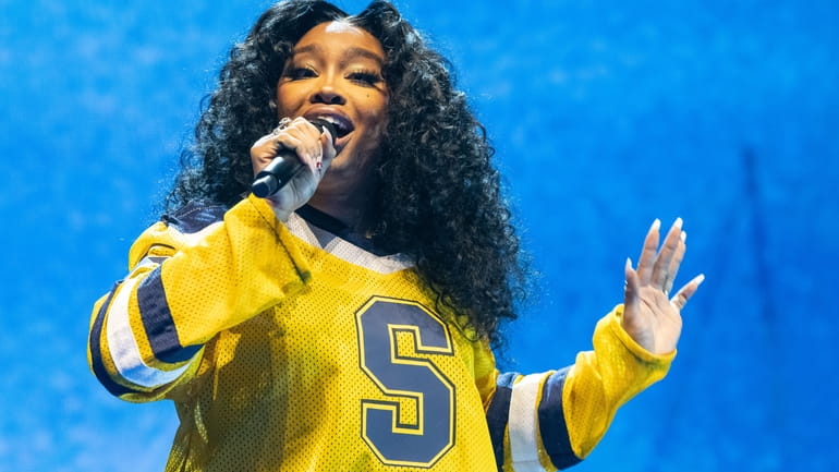SZA performs at Capital One Arena in Washington, D.C., during...