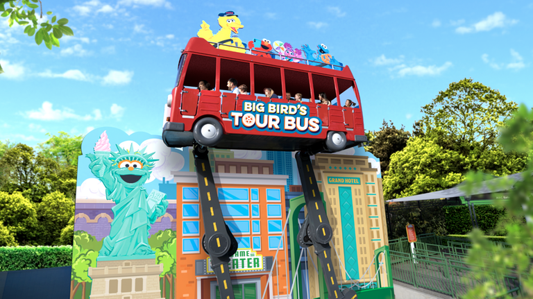 Ride Big Bird’s Tour Bus this summer at Sesame Place...