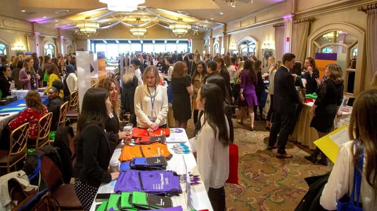 A job fair at the Crest Hollow Country Club in...