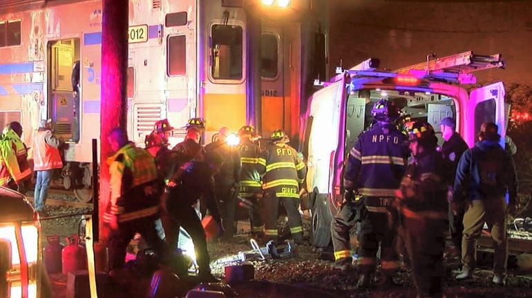 A westbound Long Island Rail Road train hit a van...