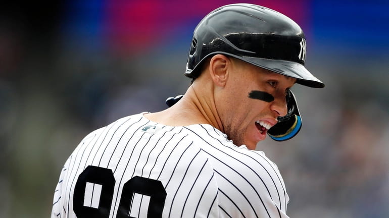 Yankees rightfielder Aaron Judge against the Chicago Cubs at Yankee...
