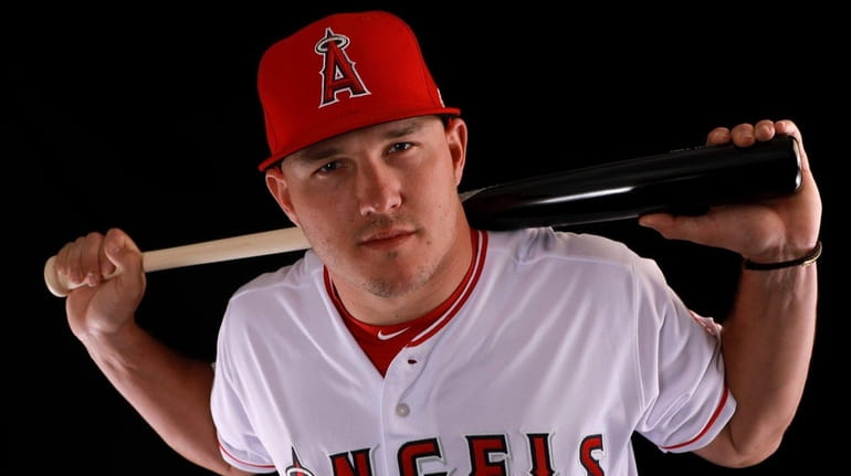 Mike Trout of the Los Angeles Angels on Feb. 22,...