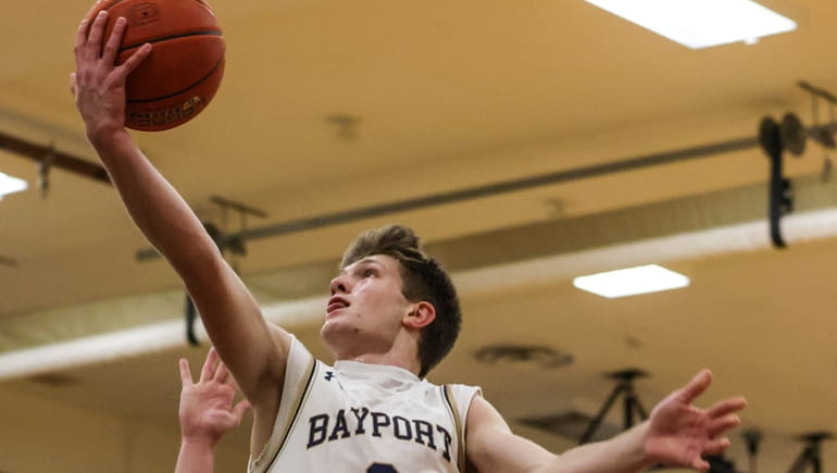 Tully Campbell takes the layup to put Bayport-Blue Point's up...