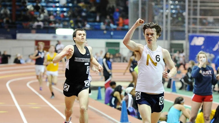 Mike Brannigan of Northport wins the invitational boys mile with...
