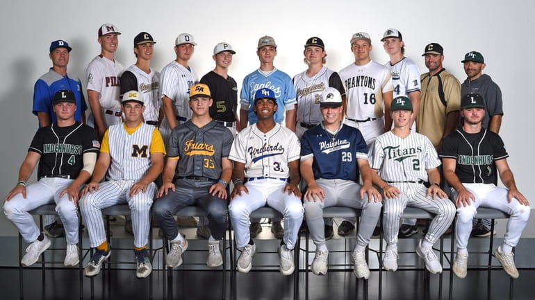 The 2023 Newsday All-Long Island baseball team. Front row, from...