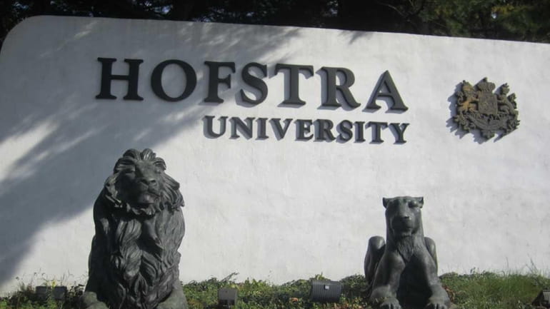 The Hofstra University school sign is seen on Oct. 11,...