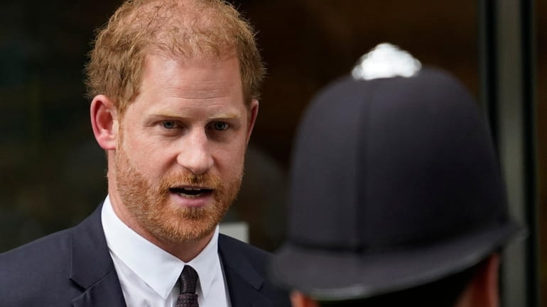 Prince Harry leaves the High Court after giving evidence in...
