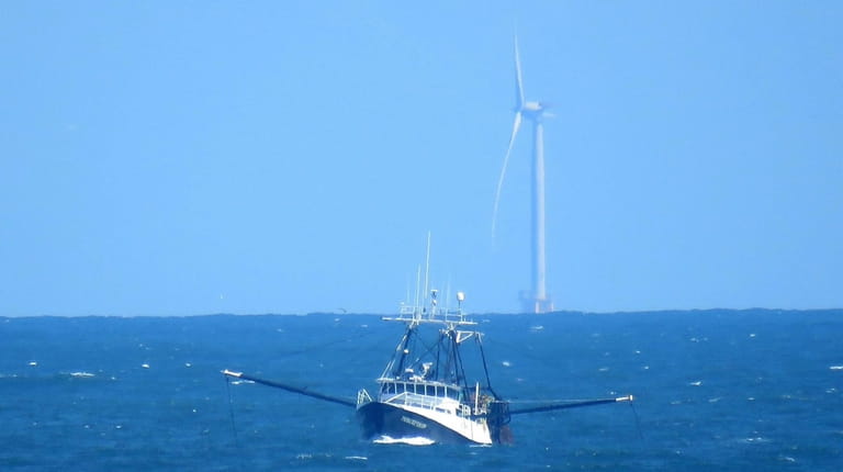 A Montauk commercial fishing trawler in Block Island Sound, in 2017.