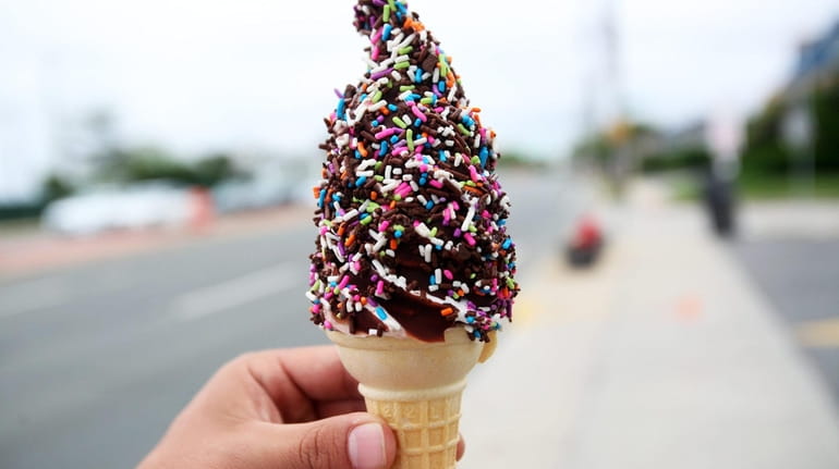 The signature brown bonnet cone at Marvel Frozen Dairy in...