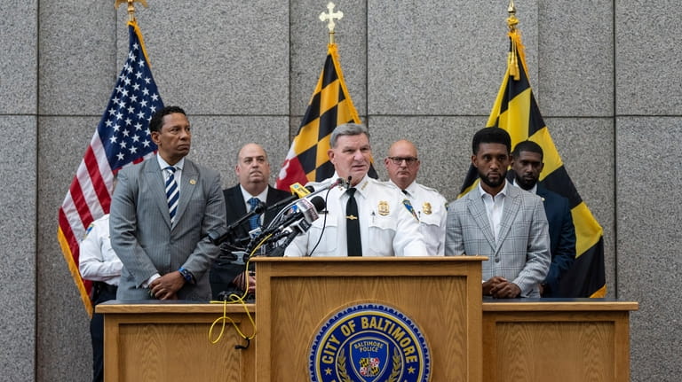 Baltimore Police Commissioner Rich Worley speaks during a press conference...