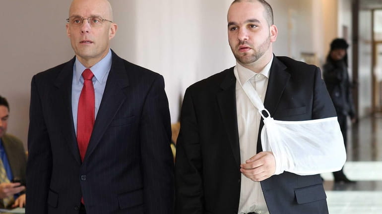 Thomas Moroughan, right, and his attorney, William Petrillo, at First...