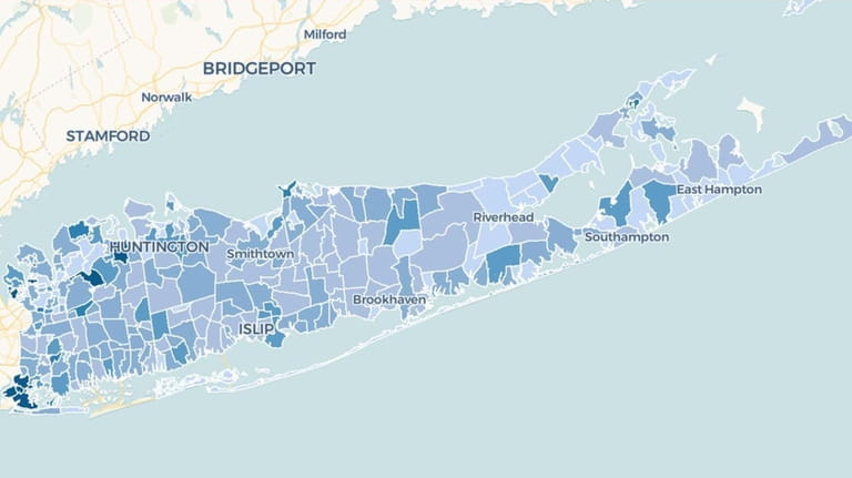 This map shows the concentration of cases in Long Island...