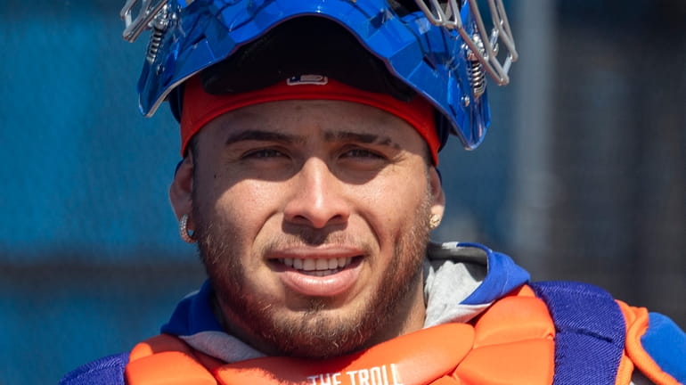 Mets catcher Francisco Alvarez during a spring training workout on Feb....