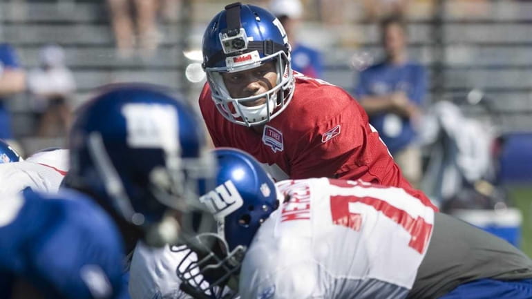 New York Giants quarterback Ryan Perrilloux #17, who had a...