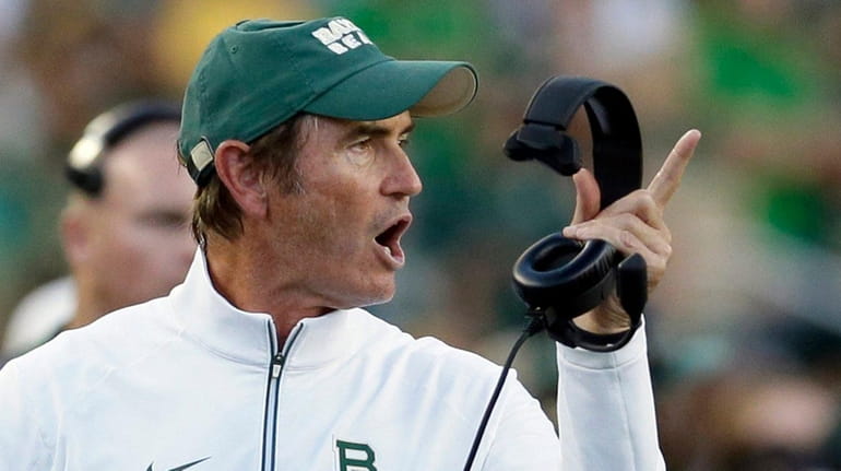 Baylor coach Art Briles yells from the sideline during the...