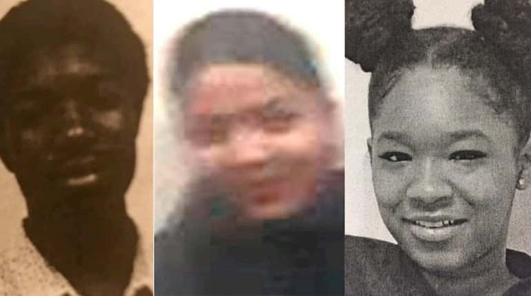 Quamell Epps-Jones, 14, left, Erica Rosado, 15, and Aleyah Park,...