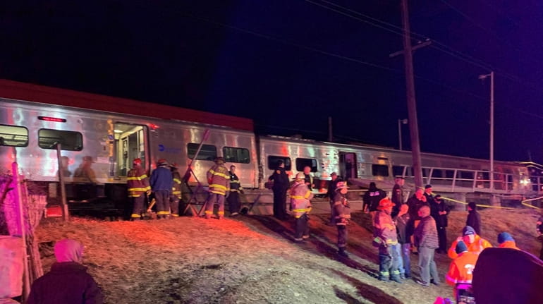 Fire departments respond to the Long Island Rail Road train...
