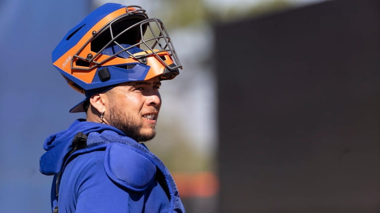 Mets catcher Francisco Alvarez during a spring training workout on Feb....