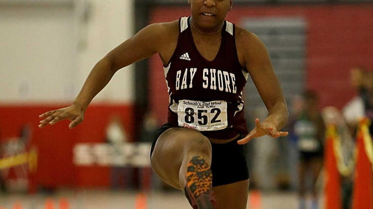 Bay Shore's Anisa Toppin placed first in the triple jump...