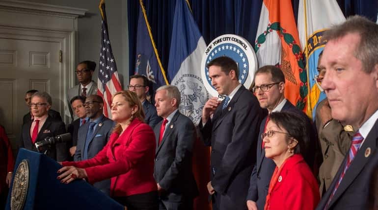 New York City Council Speaker Melissa Mark-Viverito, joined by City...