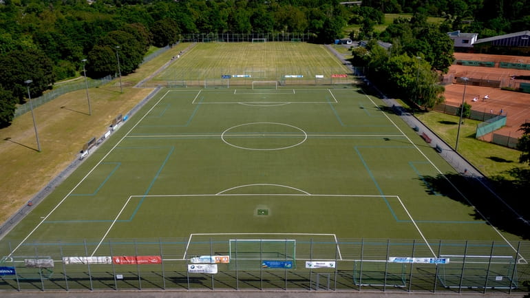 Pitches of a soccer club is pictured in Frankfurt, Germany,...