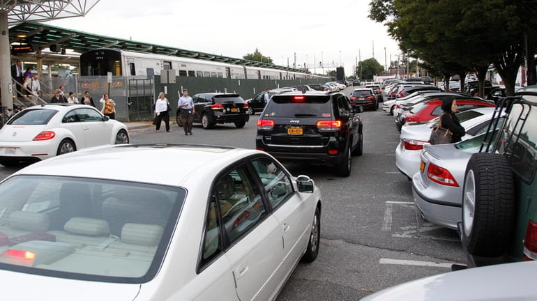 The commuter parking lot at the Port Washington LIRR station.