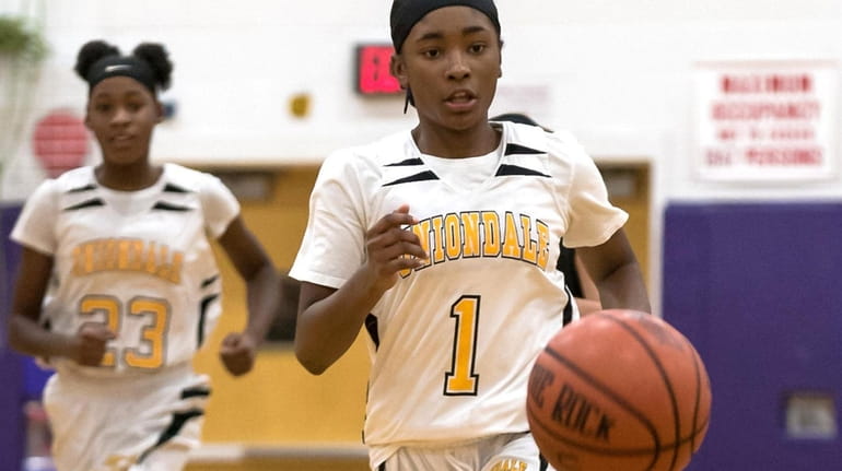 Uniondale's Girls Head Basketball Team Member, Tyasia Williams (1), during...