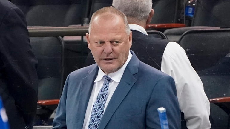Rangers coach Gerard Gallant looks on during the first period...