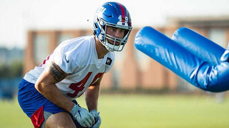Carter Coughlin at Giants training camp on Aug. 10, 2020.
