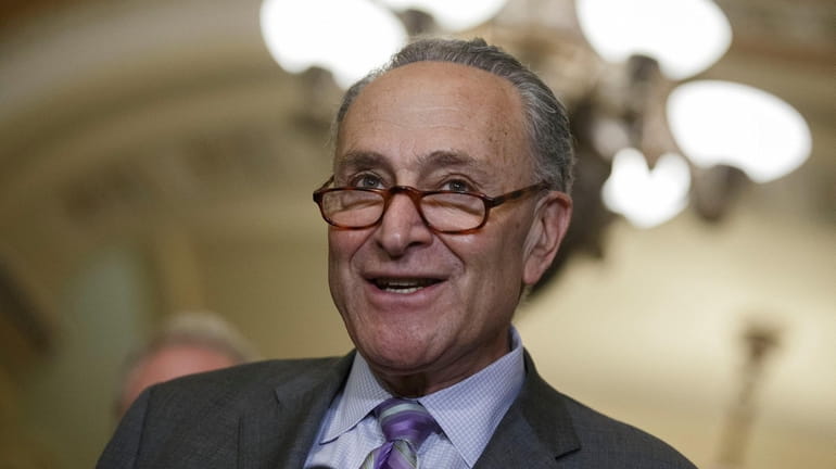 Senate Minority Leader Chuck Schumer (D-N.Y.) at a news conference...