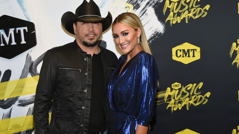 Jason Aldean and Brittany Kerr attend the 2018 CMT Music...