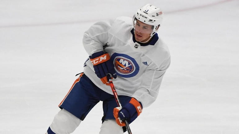 The Islanders' Zach Parise skates during training camp at Northwell...
