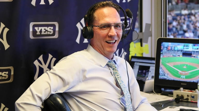 Yankees TV analyst David Cone in the YES Network booth.