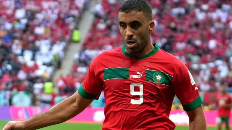 FILE -Morocco's Abderrazak Hamdallah in action during the World Cup...