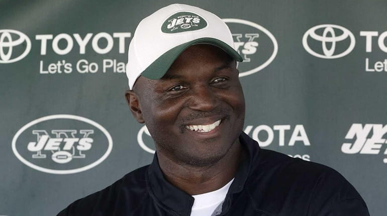 Jets head coach Todd Bowles speaks with the media after...