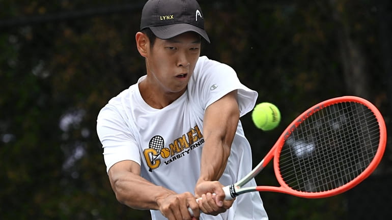 Edward Liao of Commack hits in the semifinals of the...