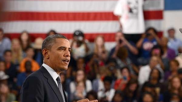 President Obama speaks on the economy at the Cuyahoga Community...