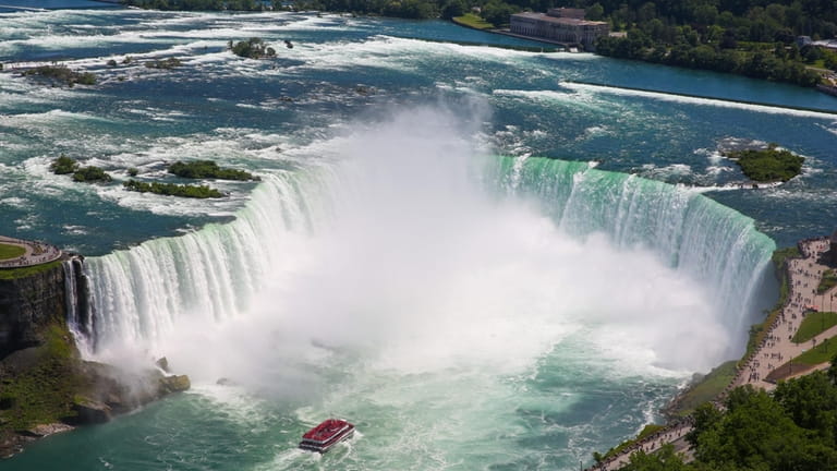 Aerial view of Horseshoe Fall of the Niagara Falls is...