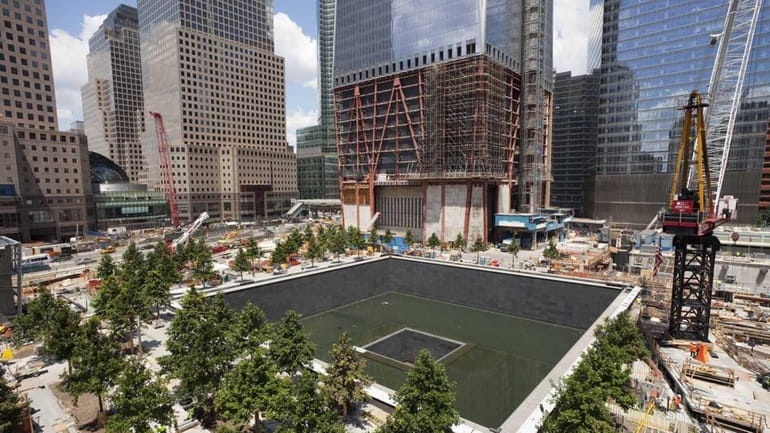 Work continues on the National September 11 Memorial at the...