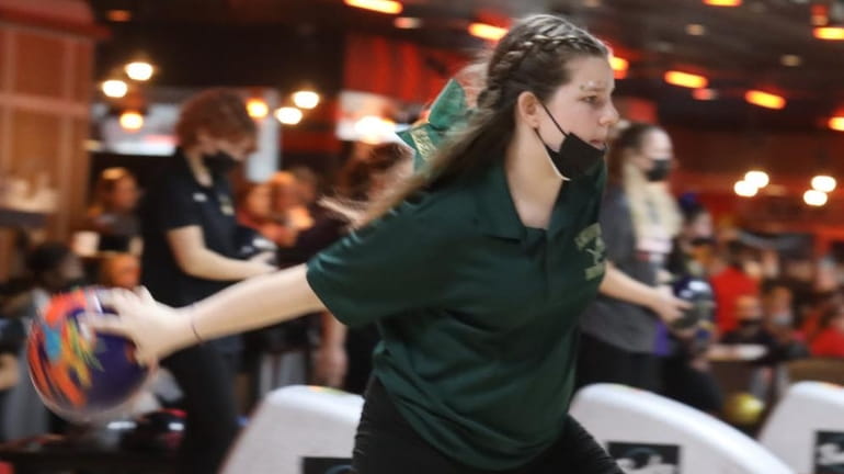 Ava Mazella of Longwood bowls during the Suffolk individual bowling championships...